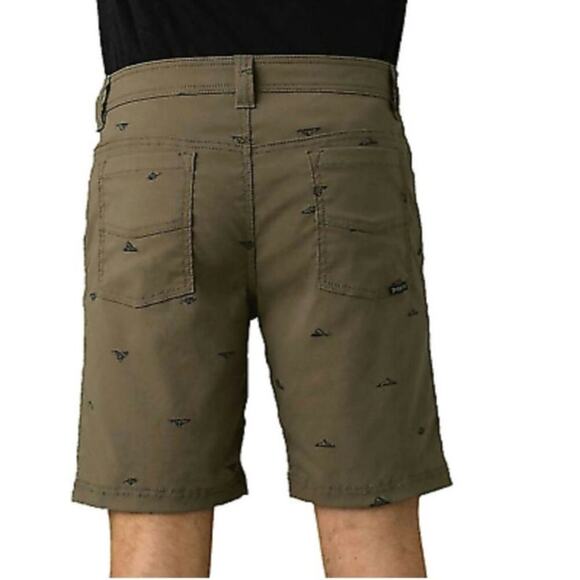Prana Men's Brion Shorts Olive Green Size 30 Green Mountain Print NEW - Picture 2 of 6